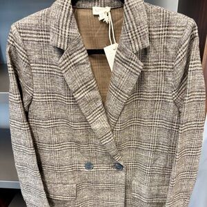 Hem & Thread Checkered Blazer in Brown and Gray